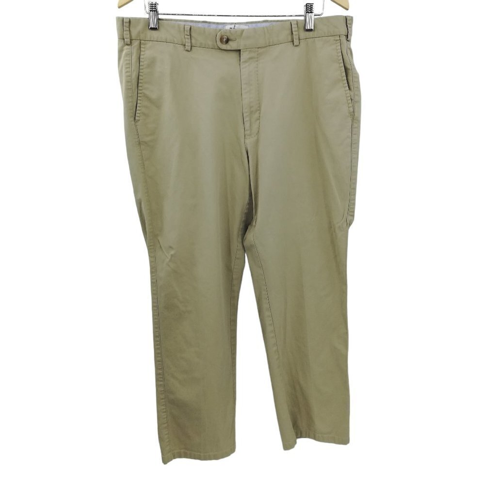 Peter Millar Flat Front Khaki Chino Pants Size 36x27 Tan Pockets Golf Stretch